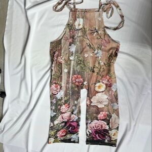 Bold Floral Print Bibbed Jumper. No Tags No Size. Check measurements.